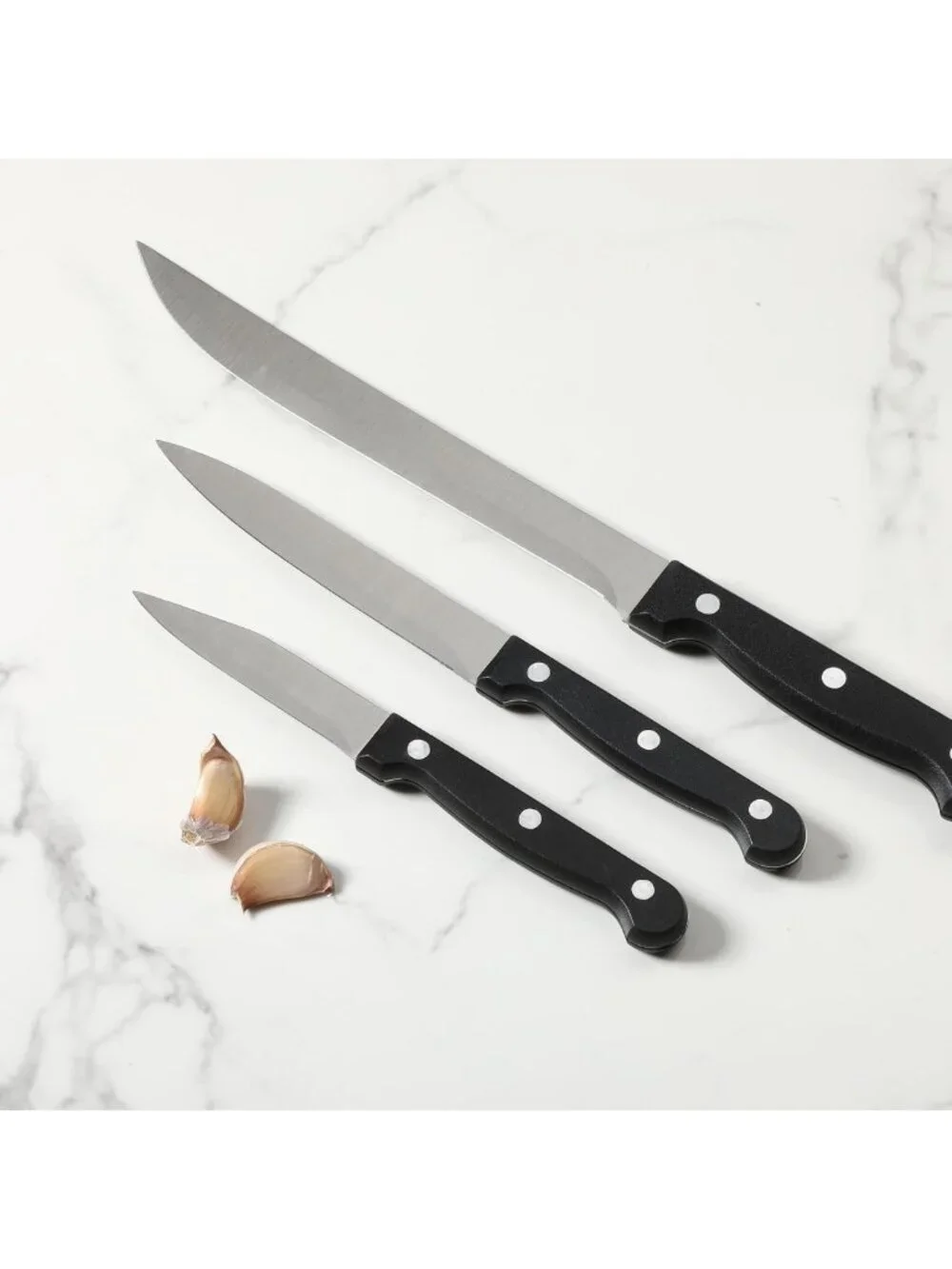 14-Piece Stainless Steel Kitchen Knife Set with Block & Sharpener - Durable